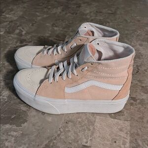 Vans Women's High-Top & Lifted Sneakers - Peach and White Size 7